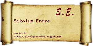 Sikolya Endre névjegykártya